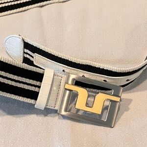 J. Lindeberg Black and White Golf Belt, Size 36